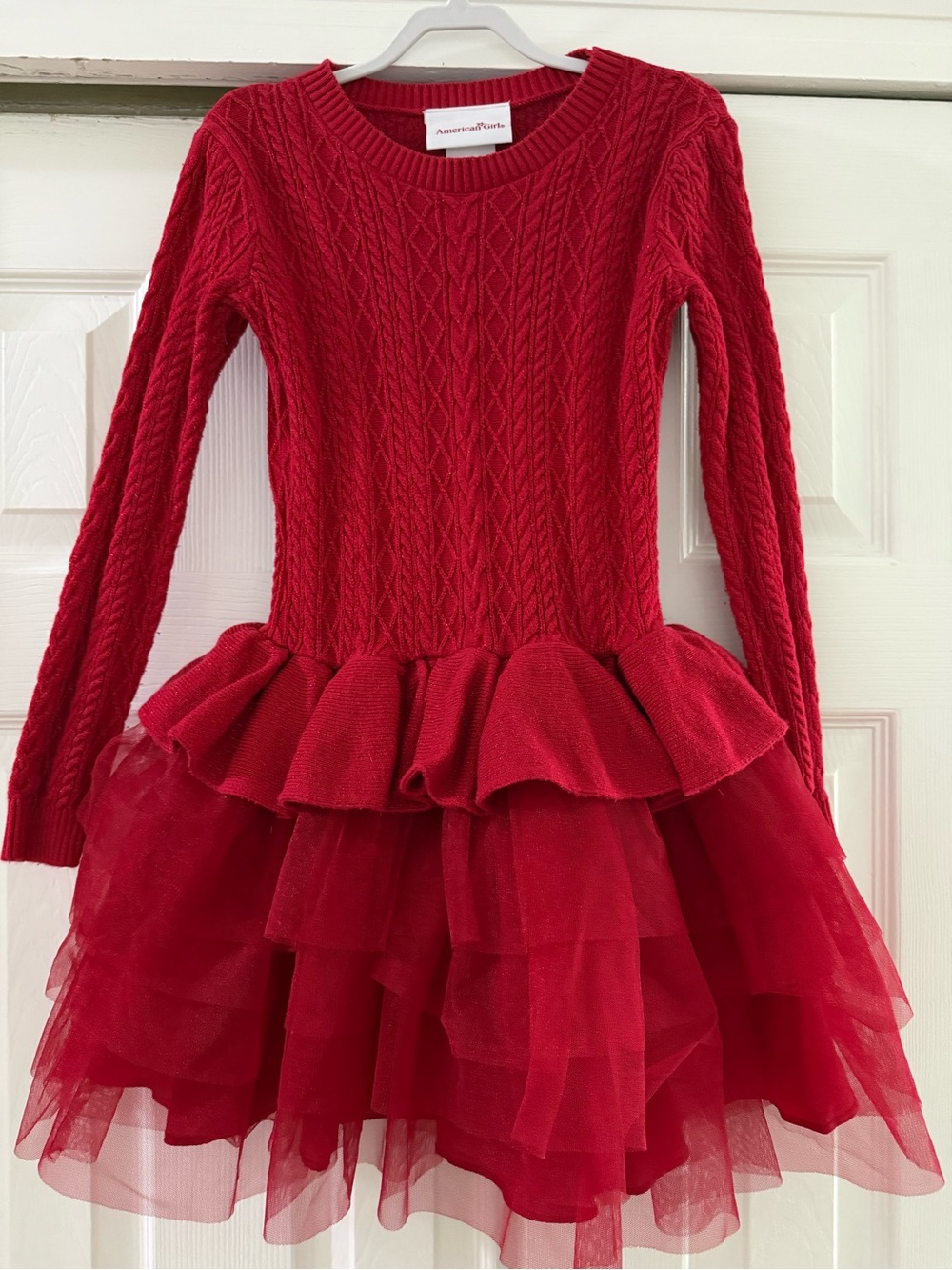 ❤️ American Girl Red Cable Knit Tulle Tiered Dress ❤️